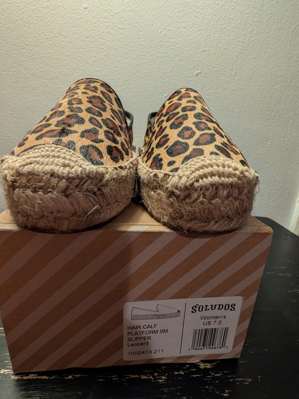 Soludos Leopard Print Platform Espadrille Slippers - Tan/Black